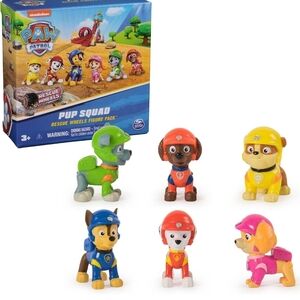 Paw Patrol: Rescue Wheels, 6-Pack Pup Squad Action Figure Gift Set, Under 2-Inch
